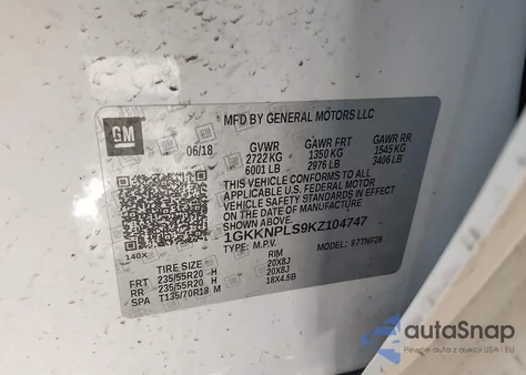 2019 GMC Acadia Denali from USA, damaged, VIN 1GKKNPLS9KZ104747